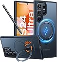 TORRAS 360 Spin Magnetic Stand for Samsung Galaxy S24 Ultra Case [Fit for Magsafe] Military Grade Shockproof Slim Protective S24 Ultra Case with Kickstand & Ring Holder, Ostand 360 Spin, Black