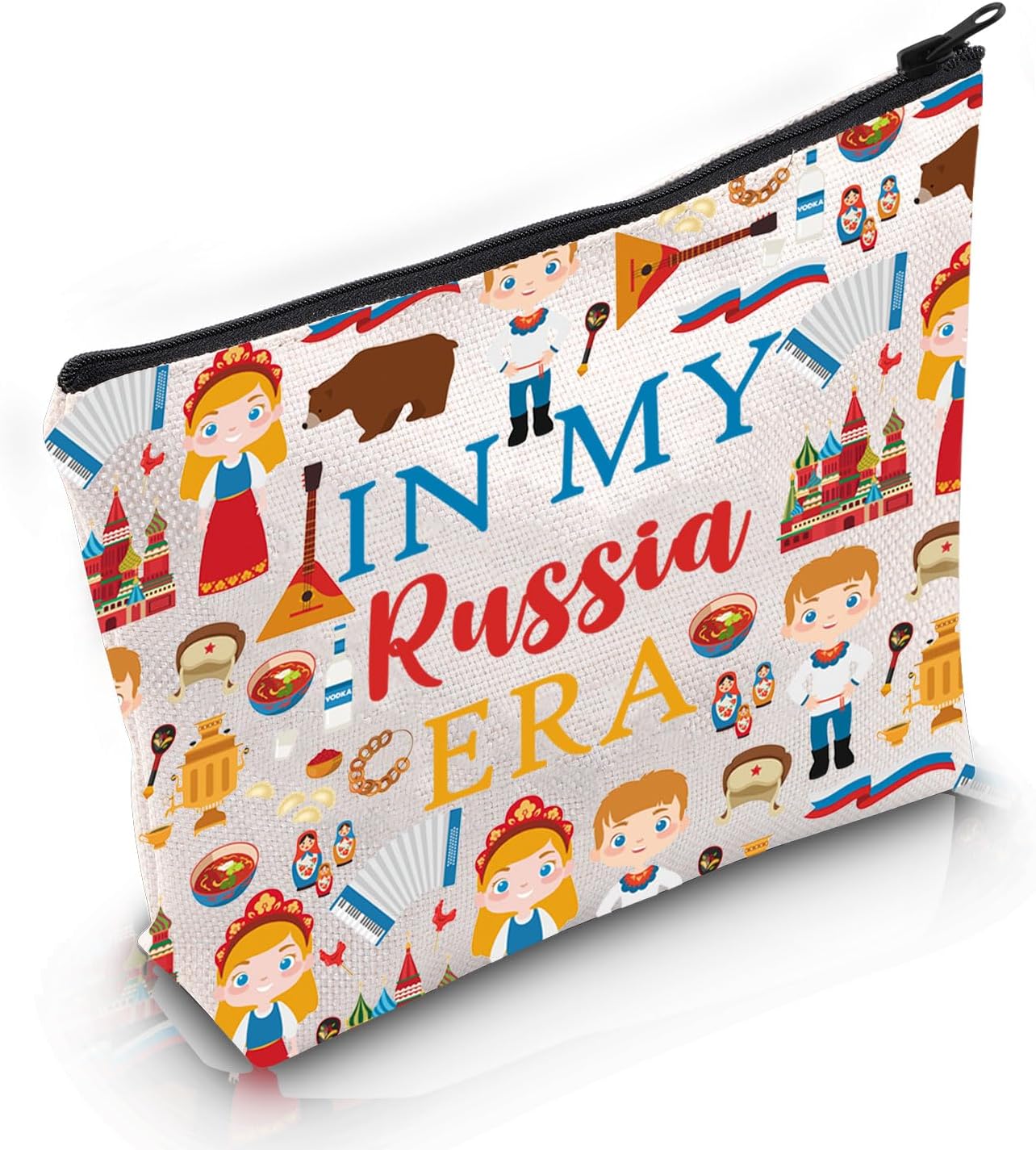VAMSIIRussia Travel Traveling Gift Russia Era Makeup Bag Russia Trip Vacation Cosmetic Bag Welcome to Russia Souvenir Gift (Russia Era M)