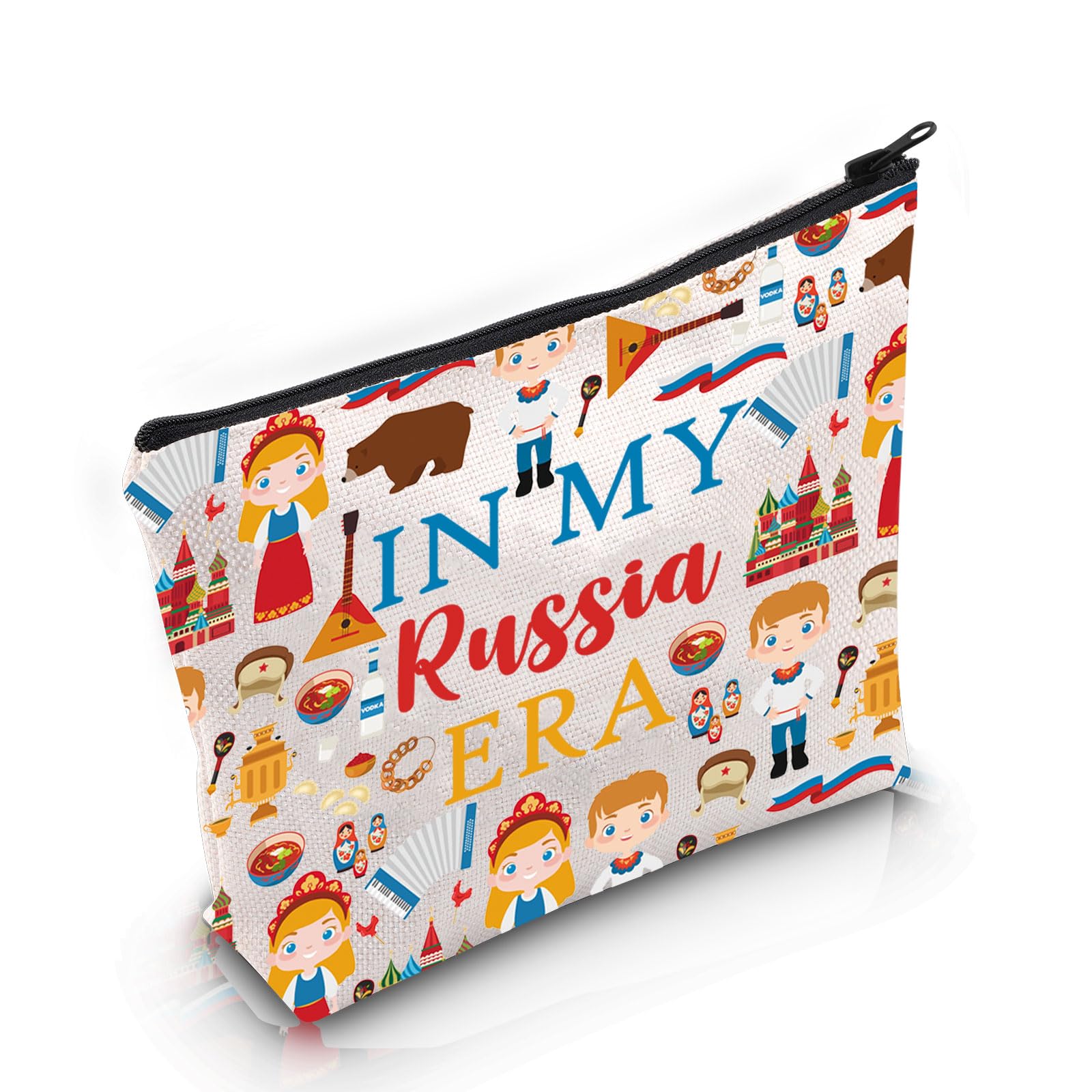 VAMSIIRussia Travel Traveling Gift Russia Era Makeup Bag Russia Trip Vacation Cosmetic Bag Welcome to Russia Souvenir Gift (Russia Era M)