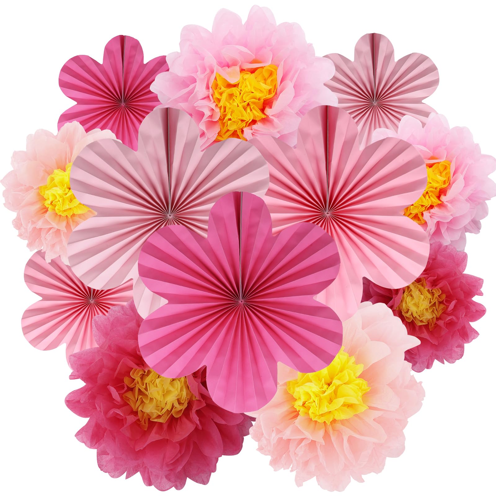 BestoFun Blumen Papier Fächer Dekoration Beige für Hochzeit Geburtstag