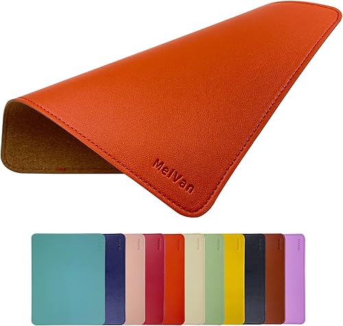 MelVan Alfombrilla de mouse de piel sintética con borde cosido, alfombrilla de mouse de madera, alfombrilla de mouse impermeable para computadoras,