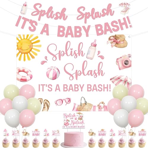 Splish Splash Baby Shower Decorations Pink Splish Splash It’s A Baby Bash Backdr