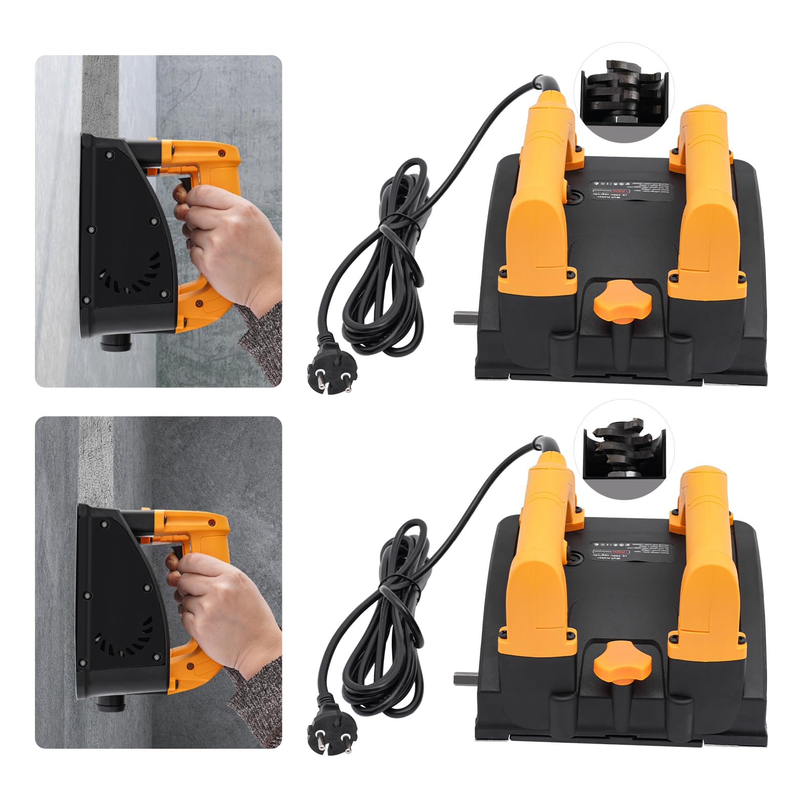 Fraise à béton électrique 1200 W, 1000-4000 tr/min, fraiseuse de nettoyage portable, avec 26 lames, profondeur de rabotage de 1 à 4 mm, largeur 15 cm, raboteuse murale, profondeur réglable