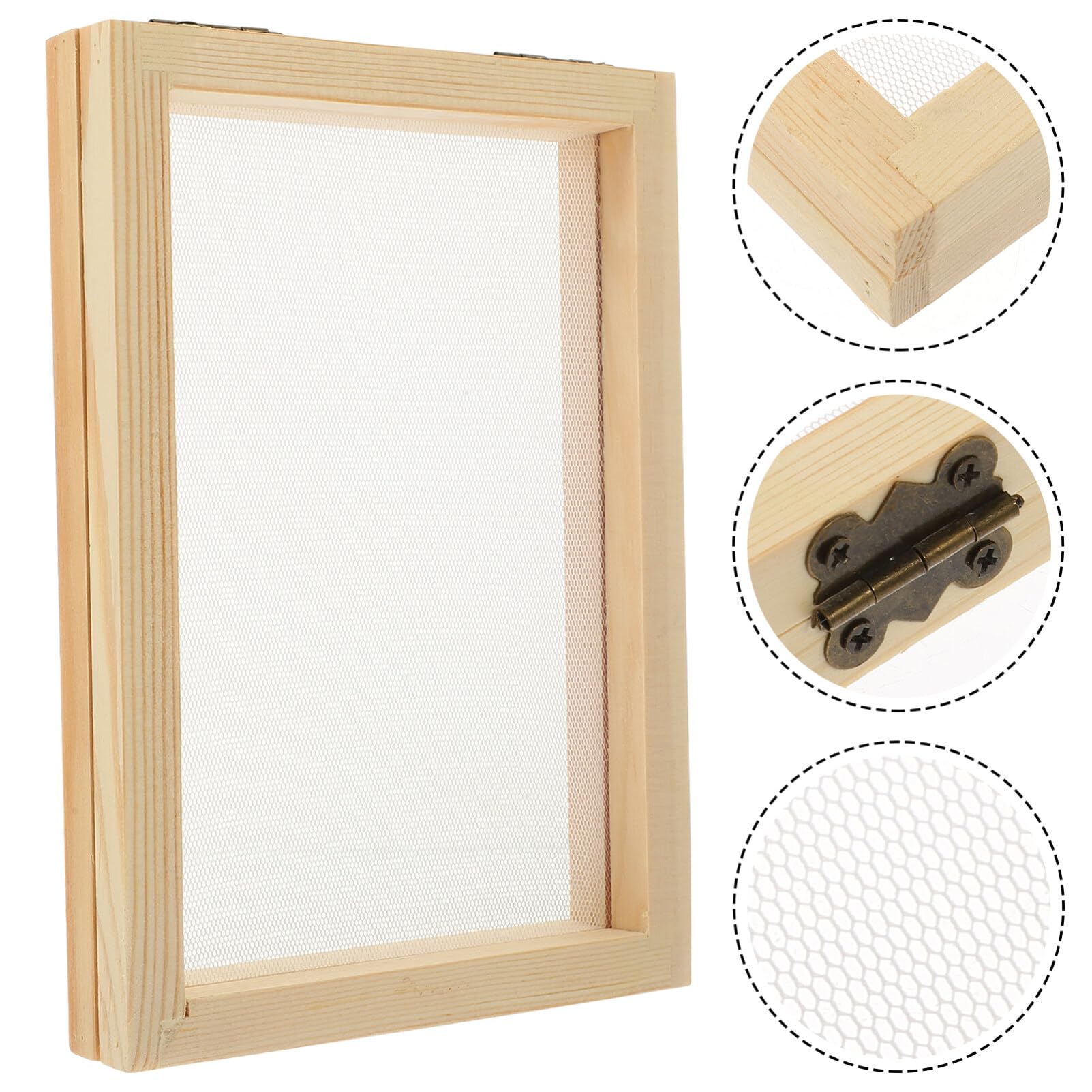 DEARMAMY Marco De Madera Para Fabricación De Papel Reciclado 7.08X4.92 Pulgadas Kit De Manualidades Con Malla Resistente Para Bricolaje Infantil Y Conciencia Ambiental
