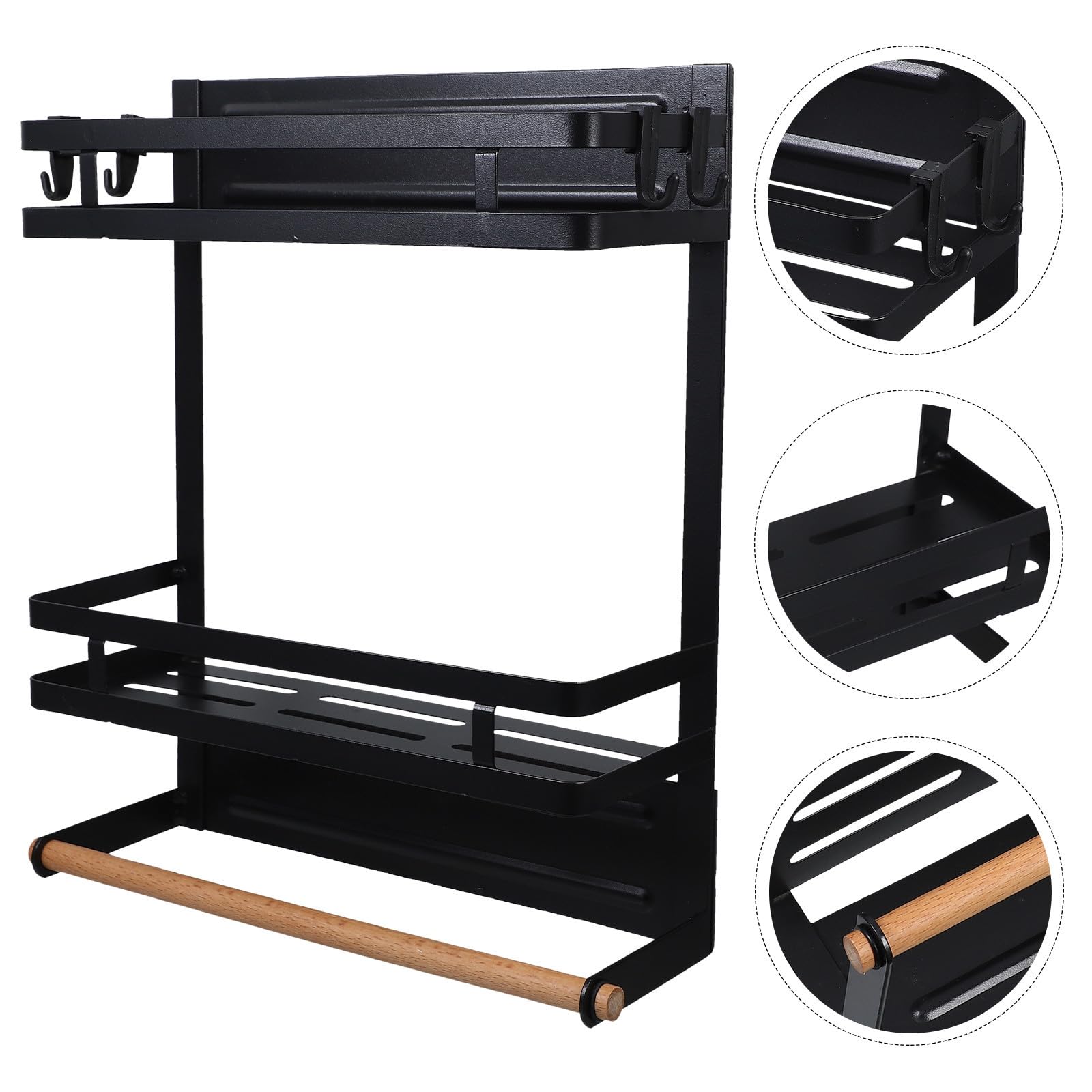 ifundom Scaffale Magnetico Doppio per Frigorifero, Organizer Cucina Nero