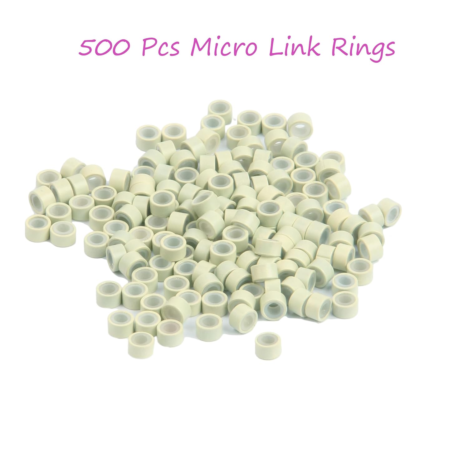 500Pcs MicroLink Beads for Hair Extensions, Micro Link Rings 5mm Silicone Lined Beads for I Tip Hair Extension Tool (Beige) - Image 3