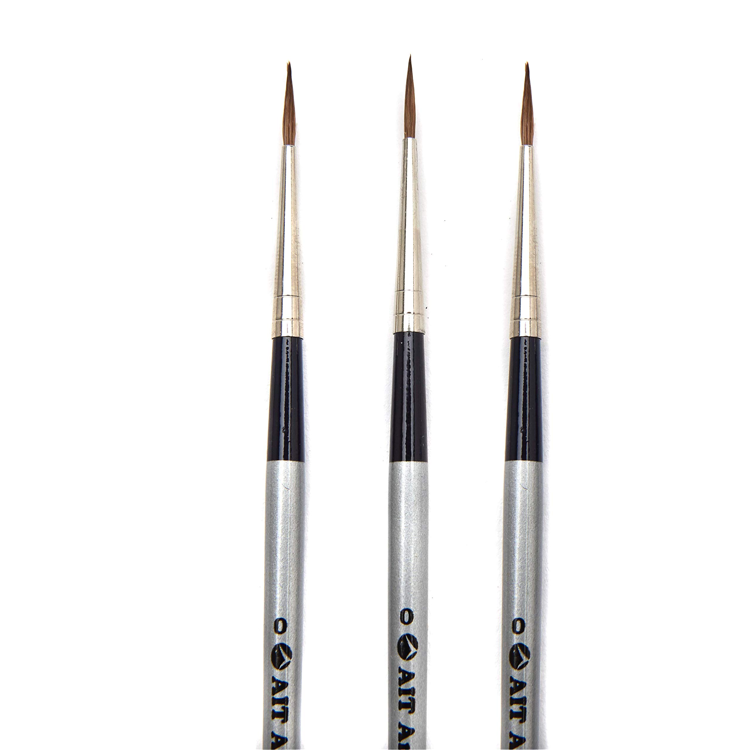 Wählen Sie Mini-Liner Detail-Pinsel, 3er-Pack, reines Russisches Rotmarderöl, um Exquisite Details mit Öl, Acryl oder Wasserfarben herzustellen (Größe: 0).