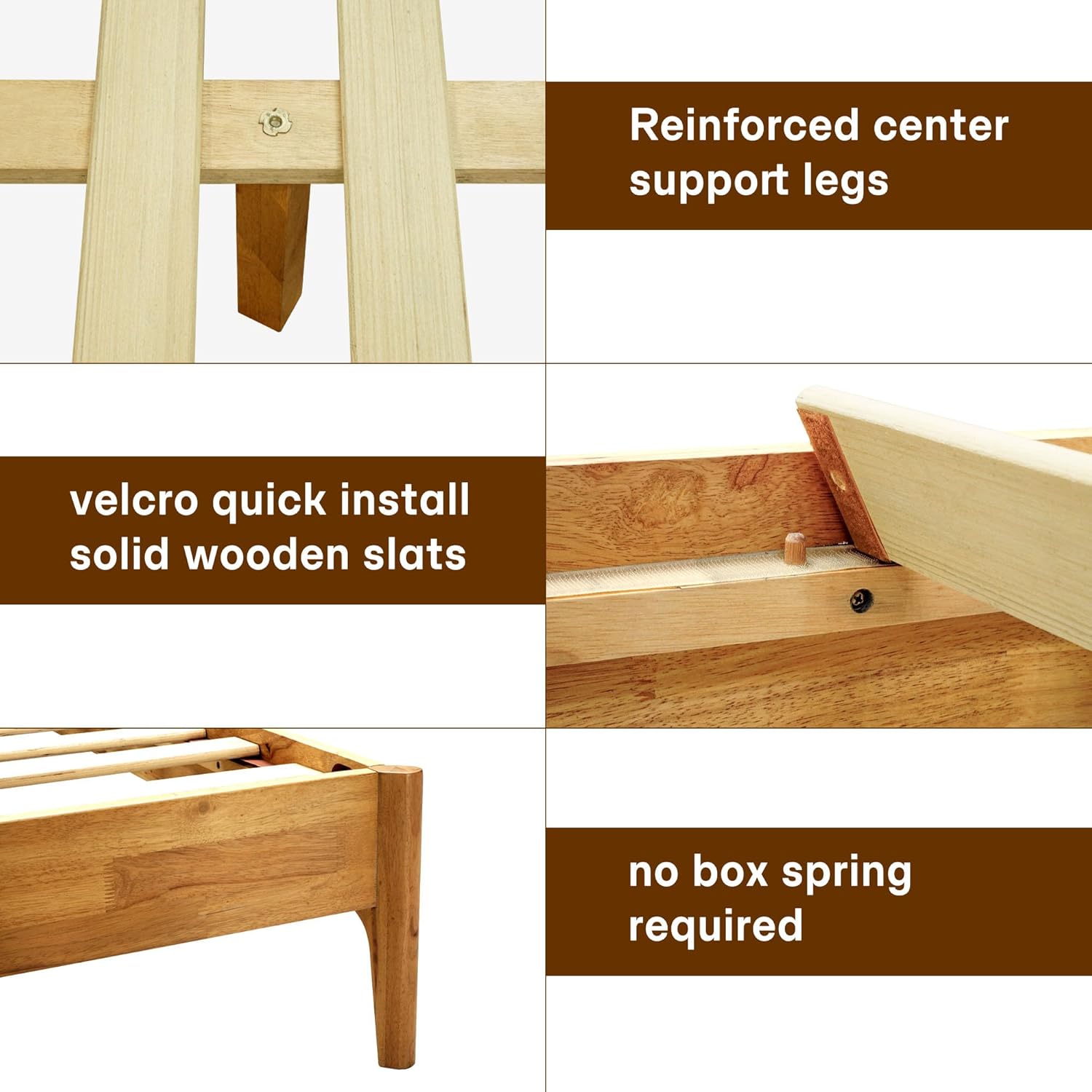 Acacia Haven King Size Bed Frame and Headboard, Solid Wood Platform Bed Frame Scandinavian Bed Compatible with All Mattress Types, No Box Spring Needed, 800lbs Wood Slats Support, Natural Oak