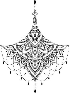 Lotus Mandala Temporary Tattoo - Sternum Underboob Womens Boho Indian Body Art by Delusion Tattoos