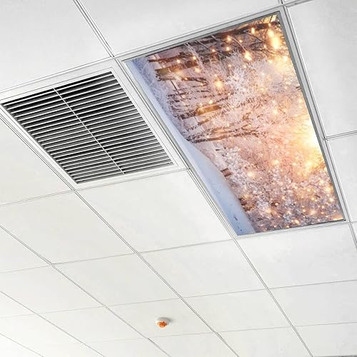 Miniatura 3 de Paquete de 4 cubiertas de luz fluorescente para luz de techo, filtros de luz escénicos de Navidad para aula, oficina, hogar, cubierta de luz