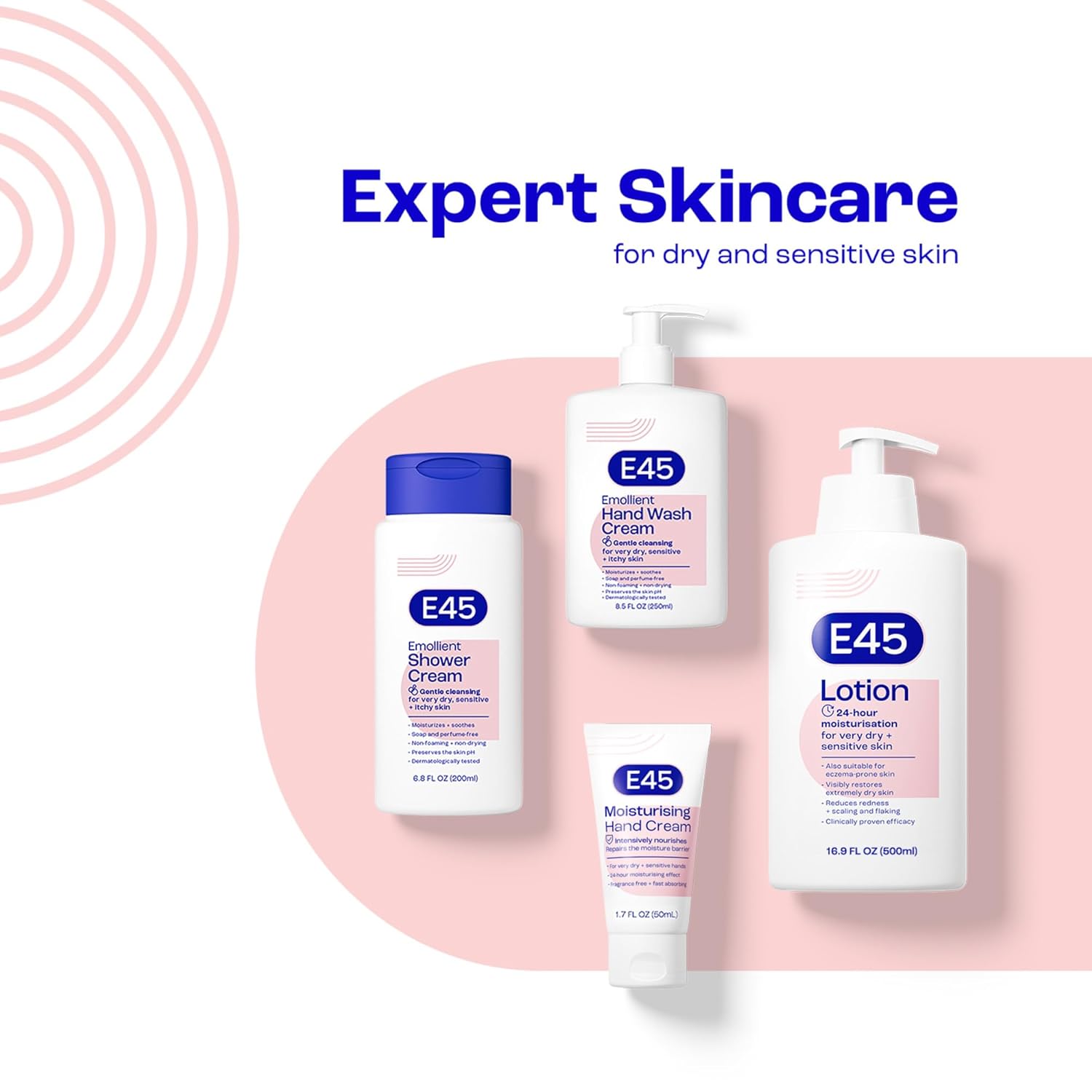 E45 Moisturising Lotion for Very Dry, Sensitive Skin, 24 Hour Moisturizer, Fragrance-Free Formula, Protect from Dryness, Reduce Redness, Dermatologically Tested, 16.9 fl oz (500ml) - Image 6