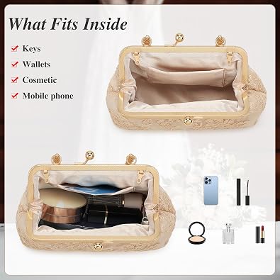 UBORSE Vintage Lace Floral Clutch Purse Evening Bag for Women