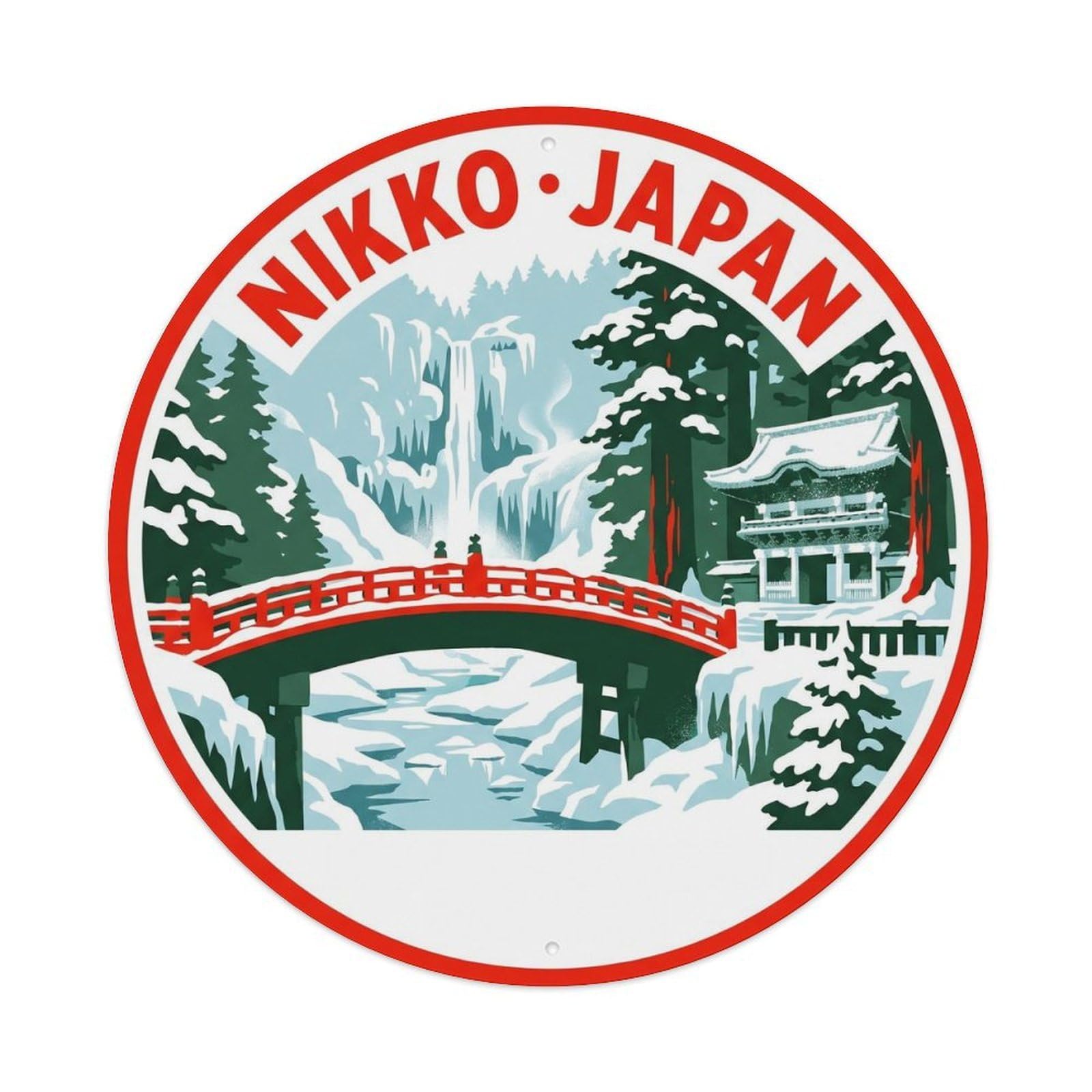 Nikko Cedar Forest Winter Snow Travel Onsen Coastal Metal Tin Sign