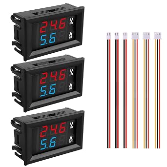 0.28" Volt Meter, DC 0-100V 10A Digital Voltmeter Ammeter Dual 3 Bits LED Display with Connect Wires Mini Ammeter Voltmeter for Electronic Circuit Experiments Cars RV Solar Energy 3Pack