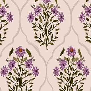Peel and Stick Wallpaper Hand Drawn Colourful Geometric Flowers Seamless Patterns Floral for Wall Contact Paper 24"x118" Waterproof Self Adhesive Vinyl Covering for Bathroom Kitchen Decor