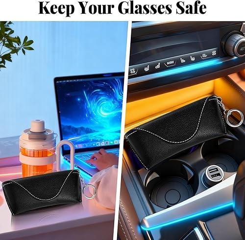 Miniatura 8 de RayLove Estuche para gafas de sol, funda de cuero portátil para gafas de sol, funda de protección de viaje