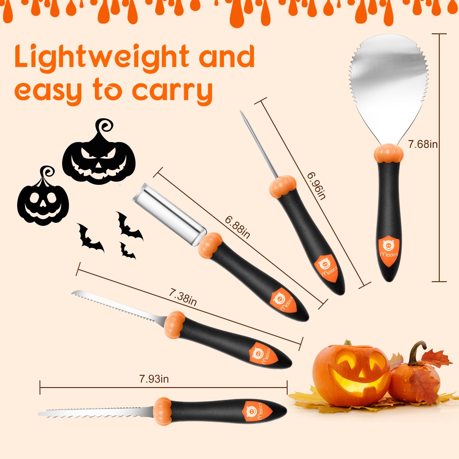 UDIKEFO Halloween Pumpkin Carving Set, 7 Pieces Pumpkin Carving Set