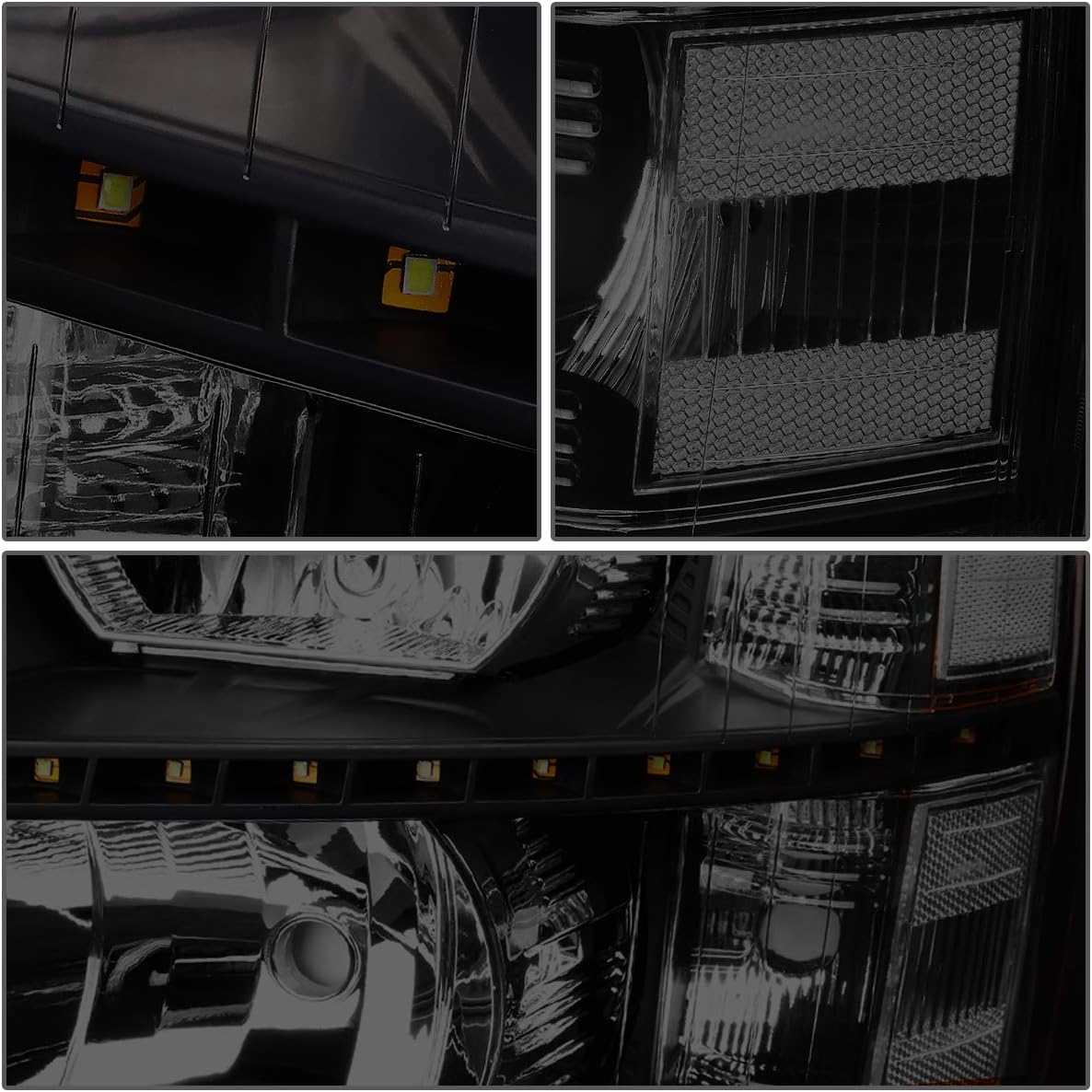 DNA MOTORING HL-LED-CSIL07-BK-SM-CL1 Pair LED DRL Strip Headlight/Lamp [For 07-14 Chevy Silverado]