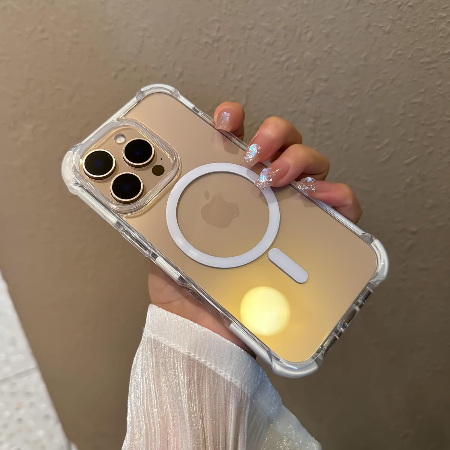 for iPhone 16 Pro Max Phone Case 6.9 inch, Drop Protection Puffer Design, Compatible with MagSafe, Shockproof Soft TPU & Hard Pc White - Image 3