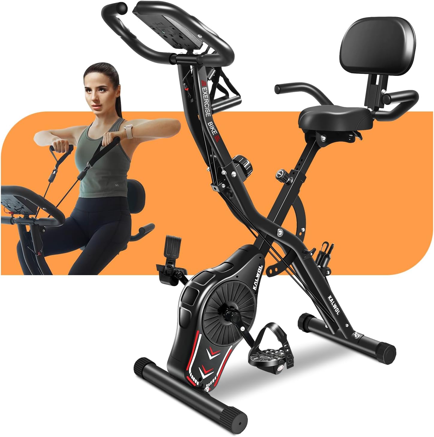 Folding Exercise Bike, 5in1 Foldable Stationary Bike