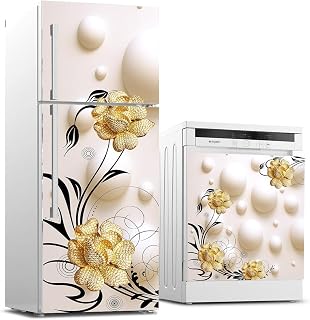 Buzdolabı ve Bulaşık Makinası Beyaz Eşya Sticker Kaplama 3D Altın Takı