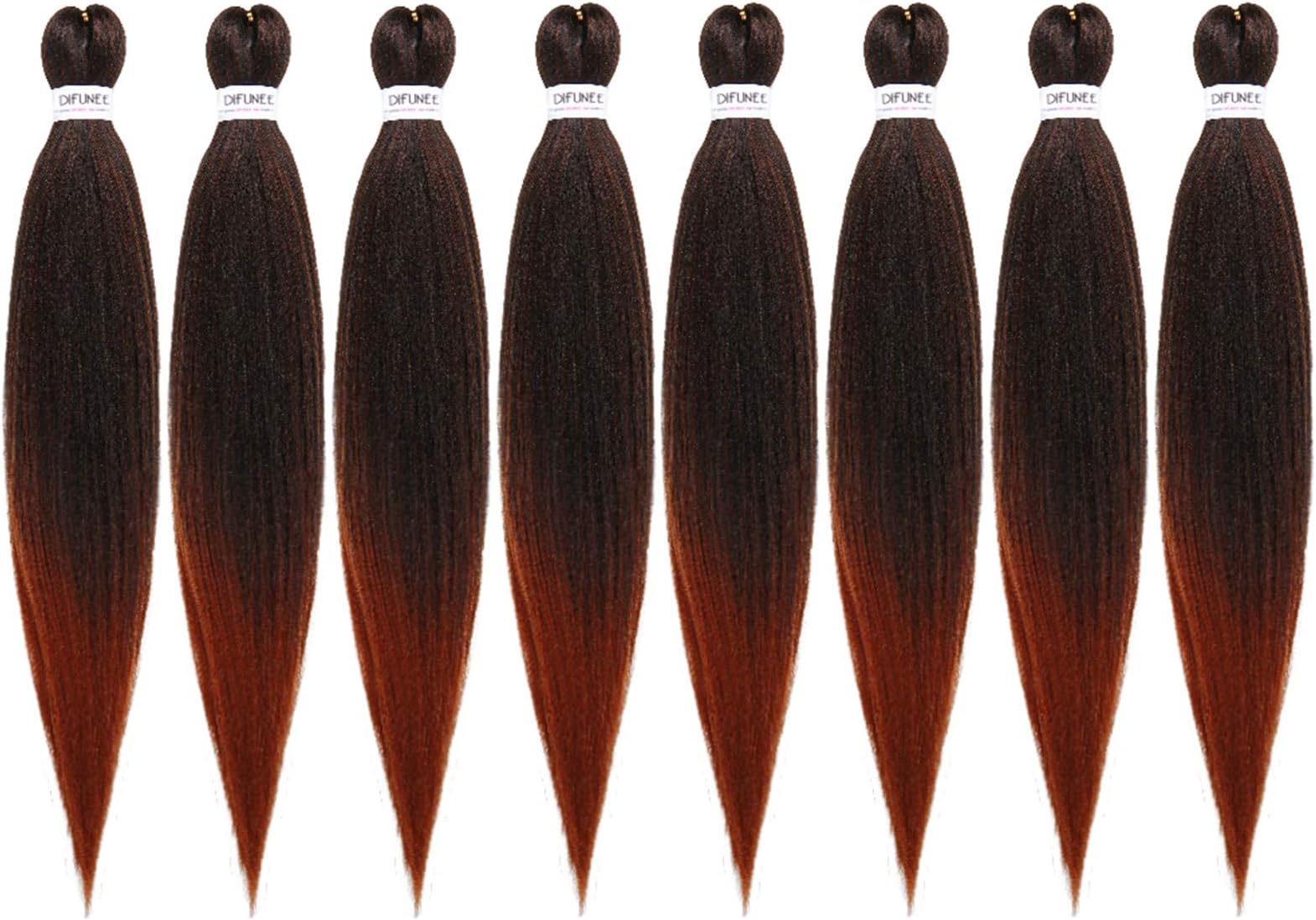 16 inch 8 packs Pre-stretched Braiding Hair Extensions Ombre Brown Hot Water Setting Synthetic Braiding Hair (16", T350)