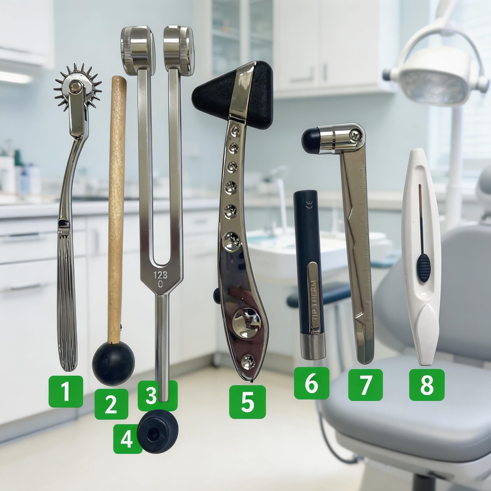 MObyat Neurologisches Hammerset, Multifunktionaler, Tragbarer Reflexhammer Aus Edelstahl, Stabil Und Ergonomisch, Zur Prüfung Von Schmerzempfindung, Berührungsdruck, Temperatur, Vibrationsempfindung
