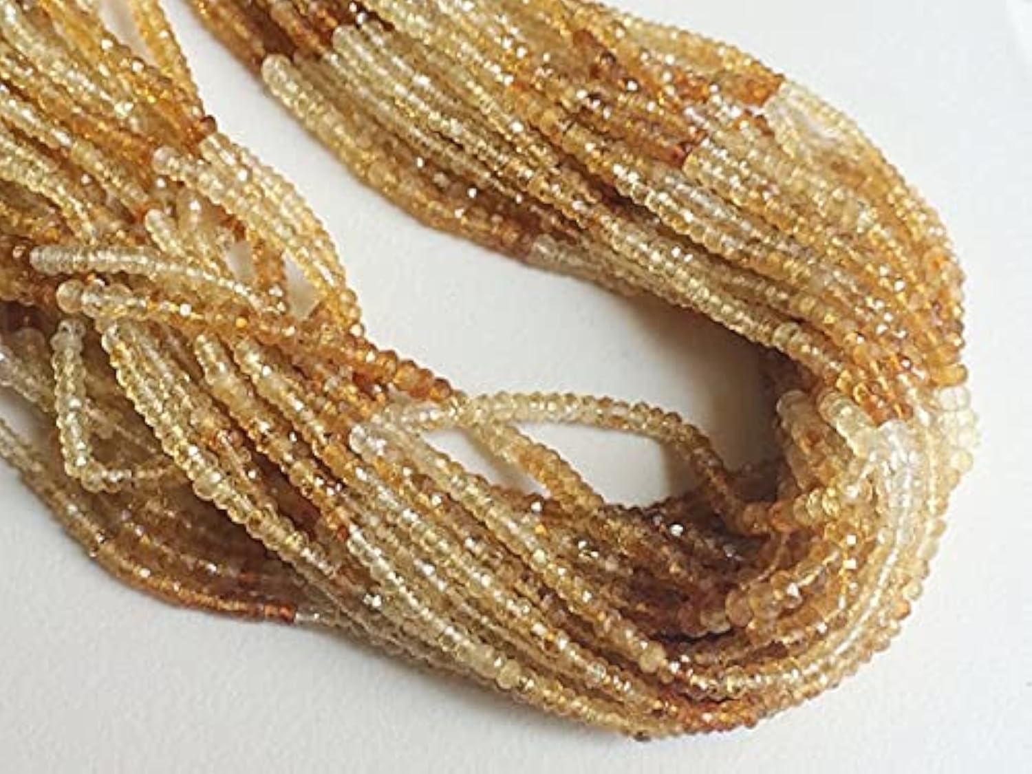 Citrine naturelle en perles rondelles facettées 4mm pour création de collier orange