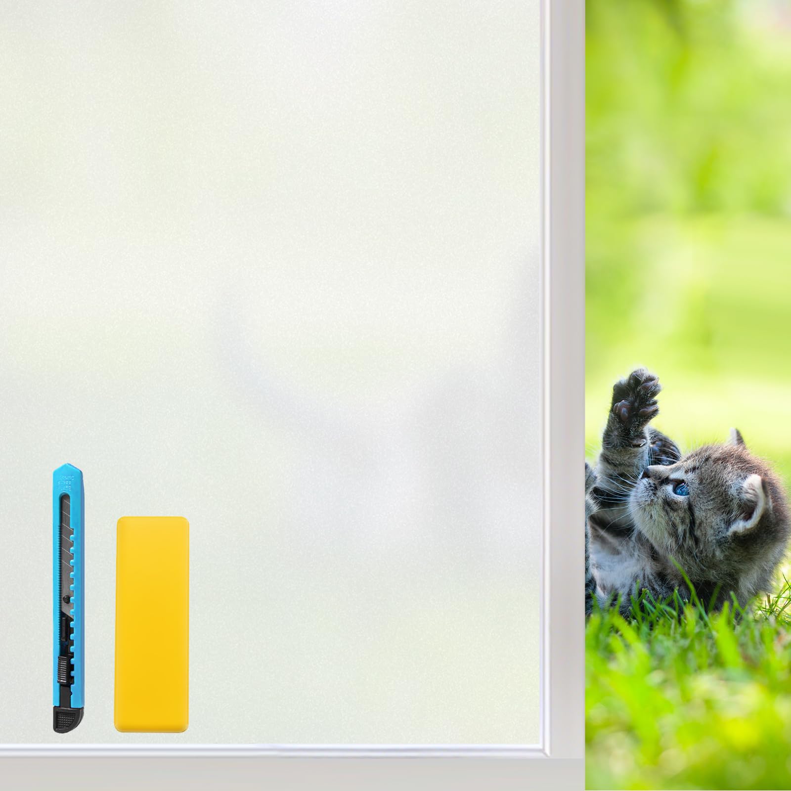 Niviy Window Film Privacy, Frosted Privacy Film for Glass Windows - Self Adhesive Static Cling Frosting films Tint Stickers for Home Bathroom Office 119.5x200cm