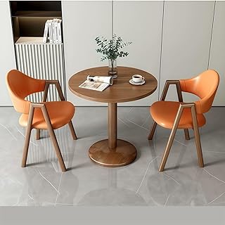 Modern Round Metal Dinner Table and Chairs Set for 2, Small Table with 2 Chairs High Resilience Sponge Upholstered, for Office Table, Coffee Shop, bar and Kitchen