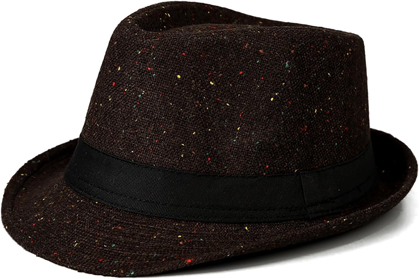 Men's Wool Fedora Hat Classic Warm Trilby Jazz Cap Roll Up Short Brim Gentleman Hat for Elderly Dad Grandpa