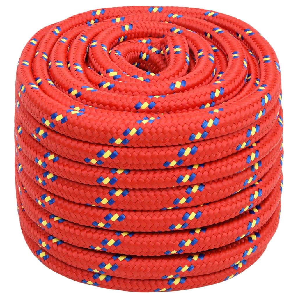 vidaXL Polypropylene Boat Rope - 25m Long, 20mm Thick, Durable & Weather-Resistant, Red Braided Rope for Sailing, Boating, Yachting and Other Rigging Jobs