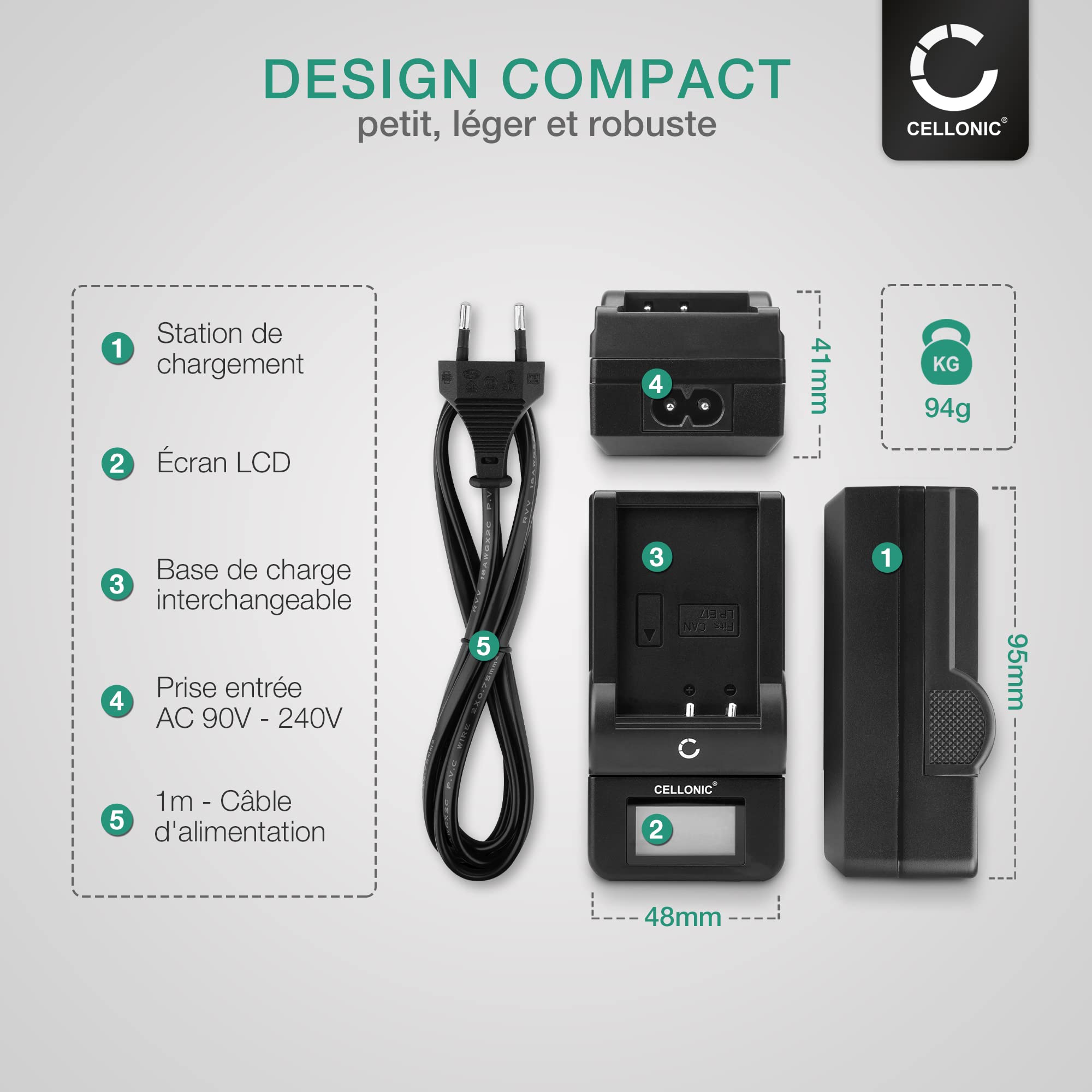CELLONIC 2X Batterie Compatible avec Blackmagic Pocket Cinema | 2x, (800mAh-7.4V-Lithium-Ionen), Kamera Akku