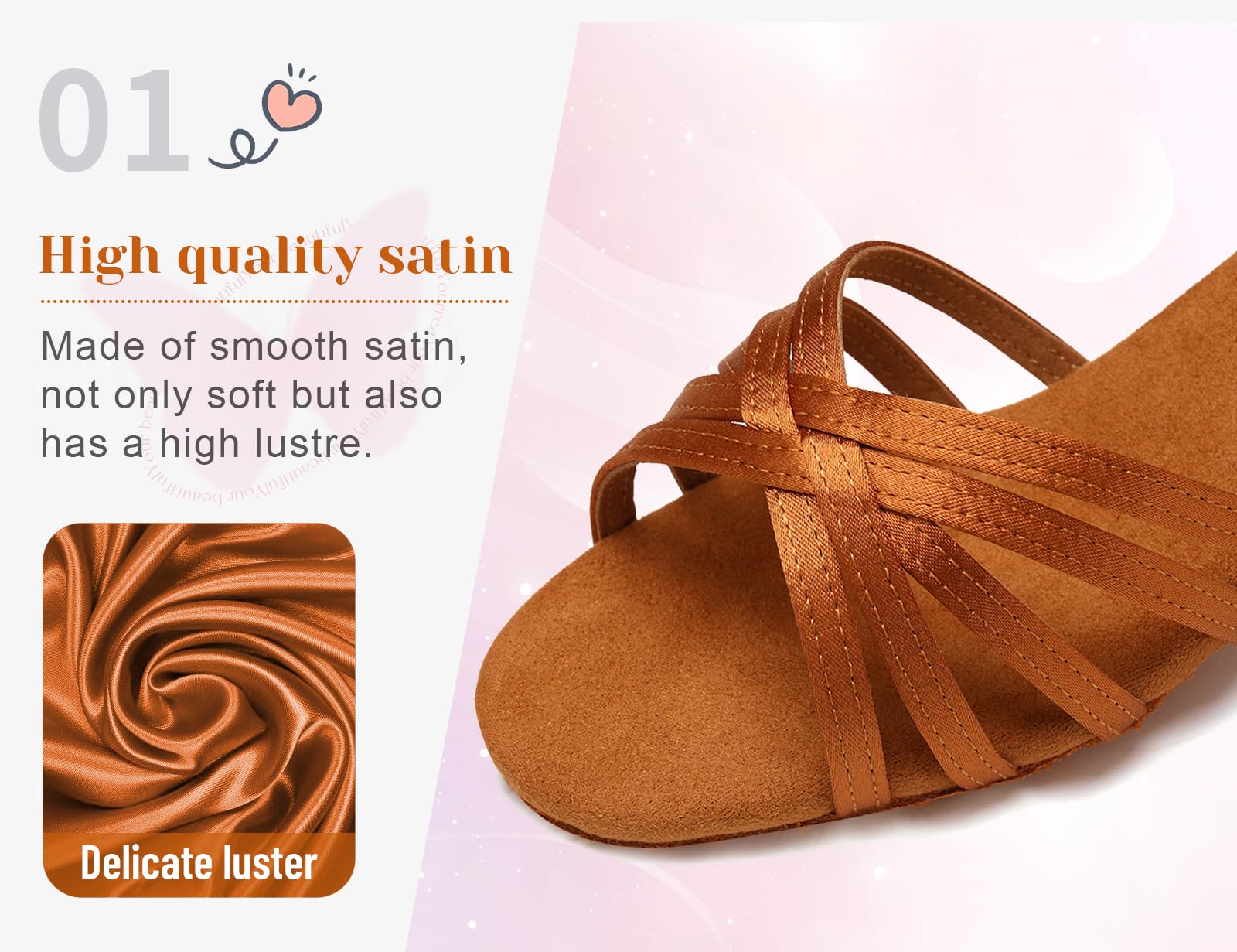 HROYL Chaussures de Danse Latine Fille Salsa Ouverte Chaussures de Danse de Salon Femme Talon 4cm FBA-XGG