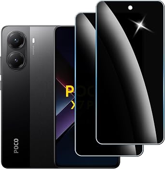 Pack of 2 Tempered Glass Screen Protectors for Xiaomi Poco X7 Pro 9H Hardness Anti-Spy Private Screen Anti-Scratch Anti-Bubble Bubble-Free Privacy Screen Protector Easy Installation