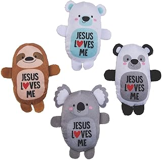 Fun Express Jesus Loves Me Plush Animal Assortment - Soft Bean Bag Plush Toys for Kids Church Giveaways Sunday Schools & Special Occasions - Adorable Animal Figures Perfect for Teaching - 50 Pieces