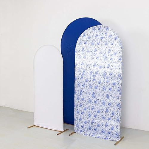 Miniatura 23 de Efavormart Set of 3 Blush/Rose Gold Round Top Fitted Photo Backdrop Stand Covers, Big Payette Sequin, Shimmer Tinsel and Matte Spandex Wedding