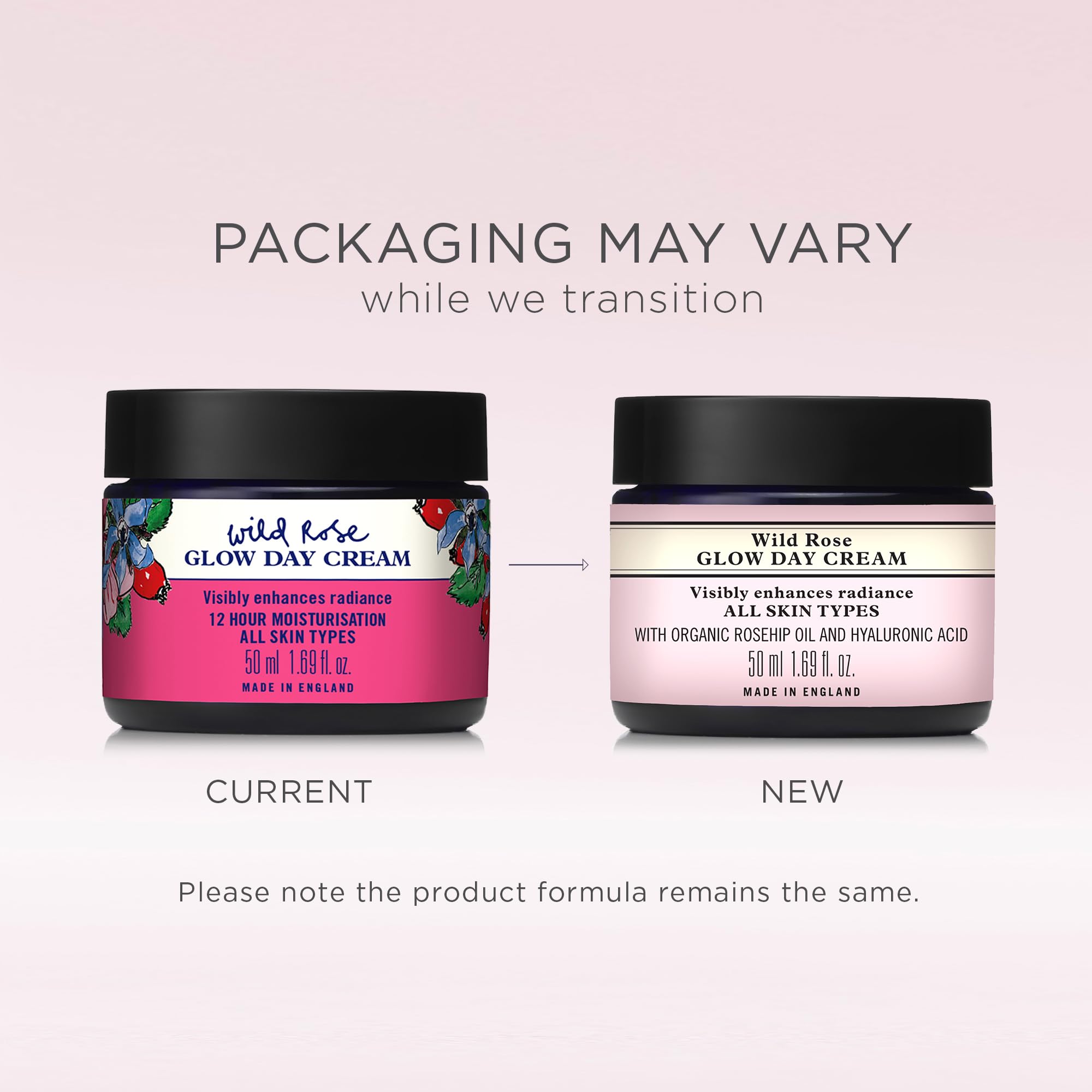 Neal's Yard Wild Rose Glow Day Cream, Hydrating & Revitalizing with Hyaluronic Acid, Moisturizes, Smooths & Plumps, 50 mL