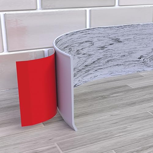 Jaspond Moldura flexible para zócalo, 4 pulgadas de ancho x 20 pies de largo, base de pared de vinilo autoadhesivo, base de pared de goma para