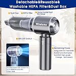 Nettoyeur à vide de voiture portatif sans fil 22000Pa Forte aspiration cyclonique Blowing sans brosse moteur sans fil Portable Mini Aspirateur de voiture puissant rechargeable léger pour véhicule pour animaux de compagnie Hair Home Office Grey