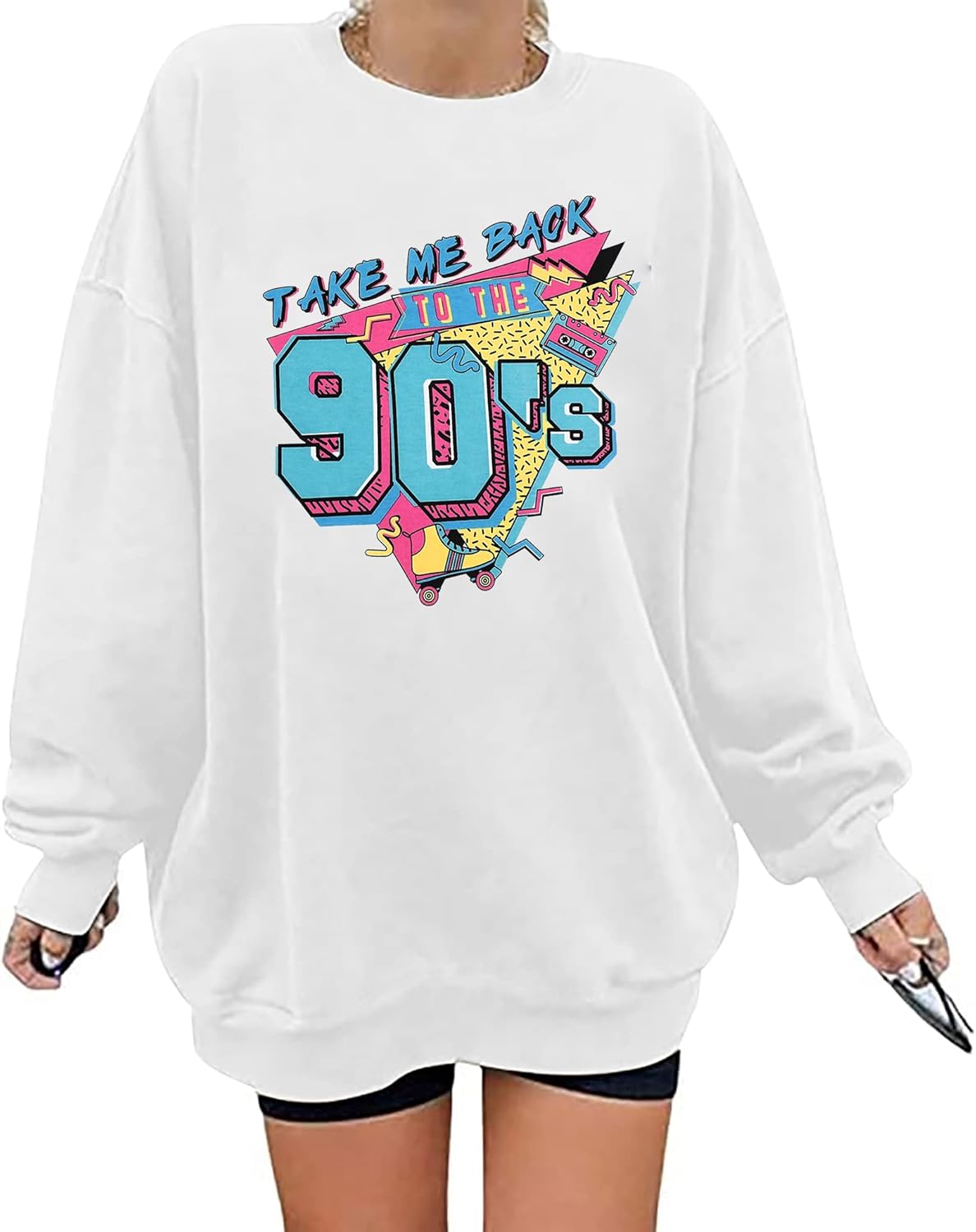 BANGELY Women's Take Me Back to The 90's Oversized Sweatshirt 90s Outfit Shirt Vintage Pullover Tops for Birthday Party Gift