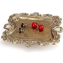 Vintage gold small jewelry tray rustic ring plate antique earring necklace rice tray cute trinket dish home decor gift Mini decorative wedding small jewelry display holder trays