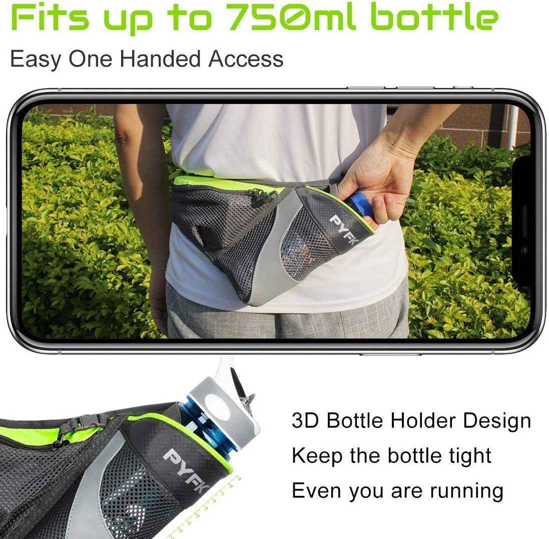 PYFK Running Belt Hydration Waist Pack with Water Bottle Holder for Men Women Waist Pouch Fanny Bag Reflective - Image 4