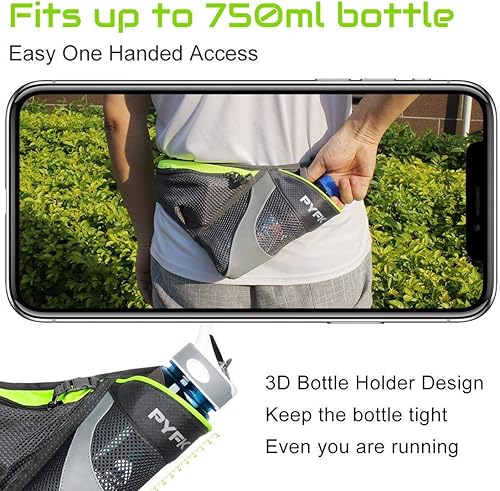 Miniatura 4 de PYFK - Cangurera de hidratación para correr con soporte para botella de agua, para hombres y mujeres, material reflectante
