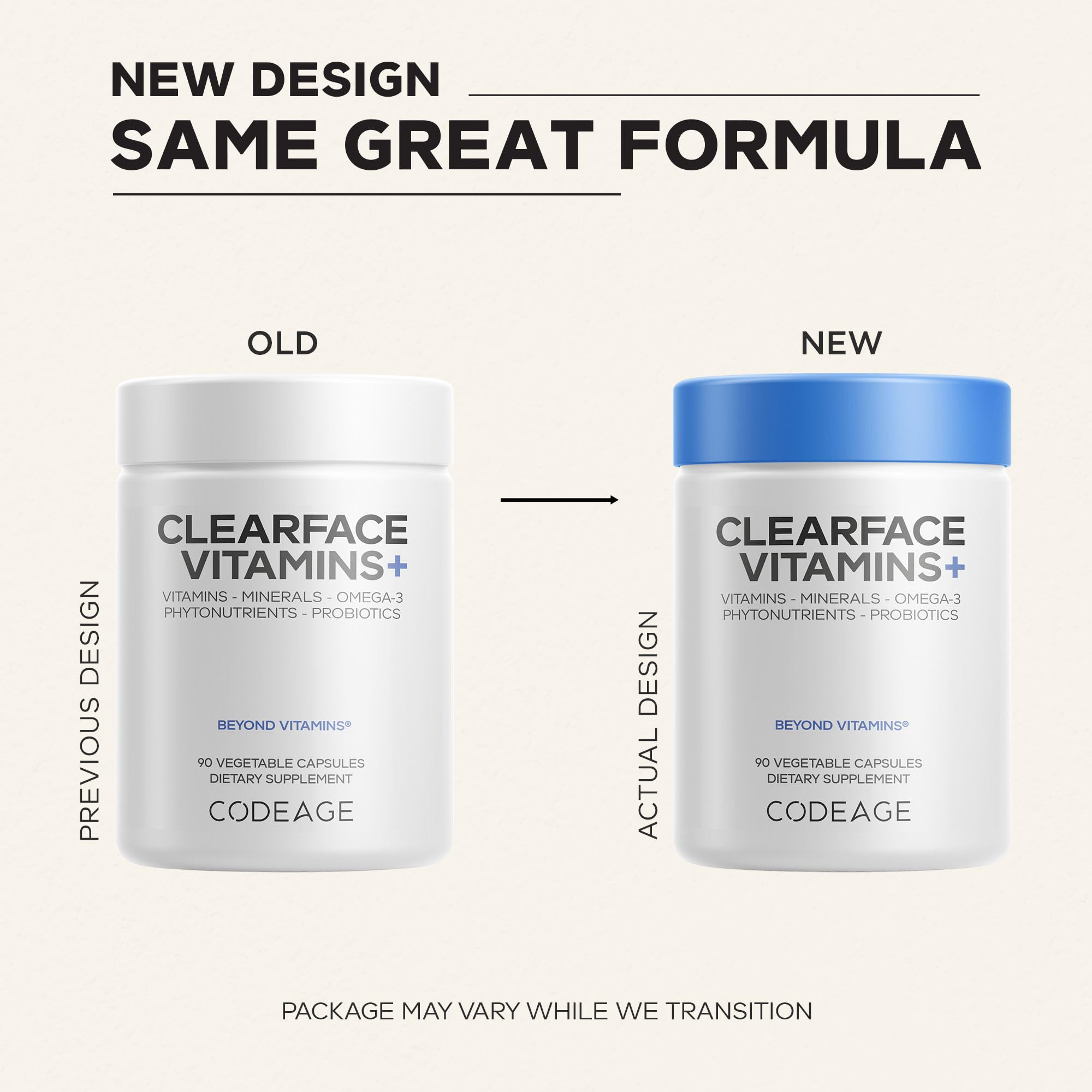 Codeage Clearface Vitamins, Skin Vitamins, Minerals, Niacin, 90 Capsules — Amazon image 3