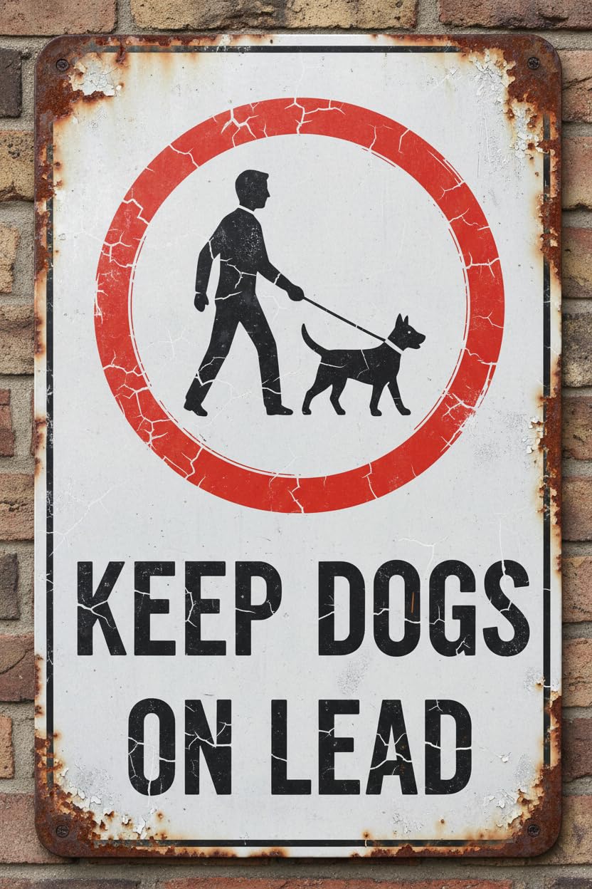 Wall Decor Keep Dogs On Lead - Prohibition Metal Sign 8 X 12 Inches Clear Signage For S, Fences Vintage Signs Aluminum Plates Printed