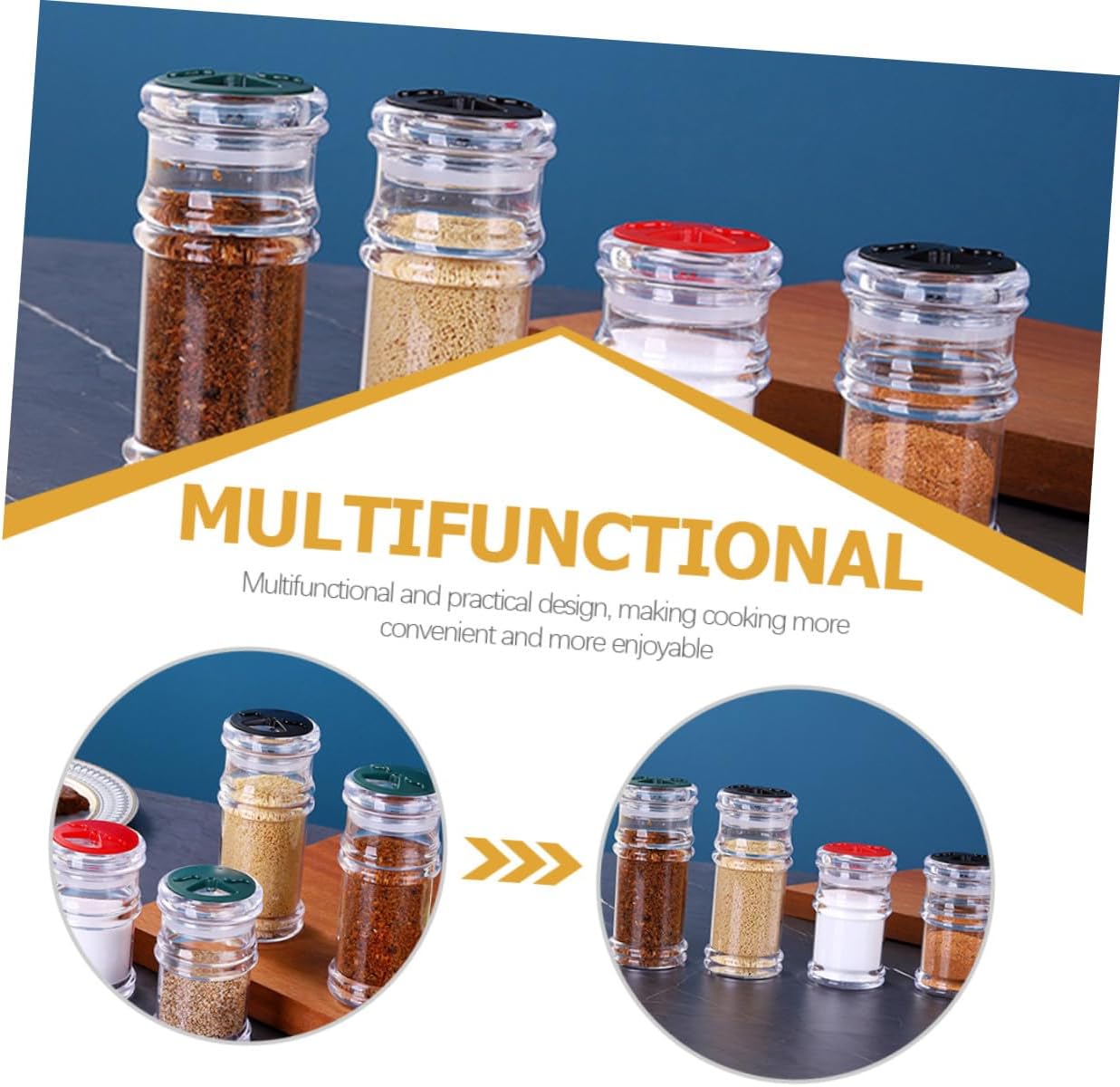 4Pcs Transparent Seasoning Bottles Large Kitchen Salt Pepper Shakers Multifunctional Condiment Storage Jars Convenient for Household Use