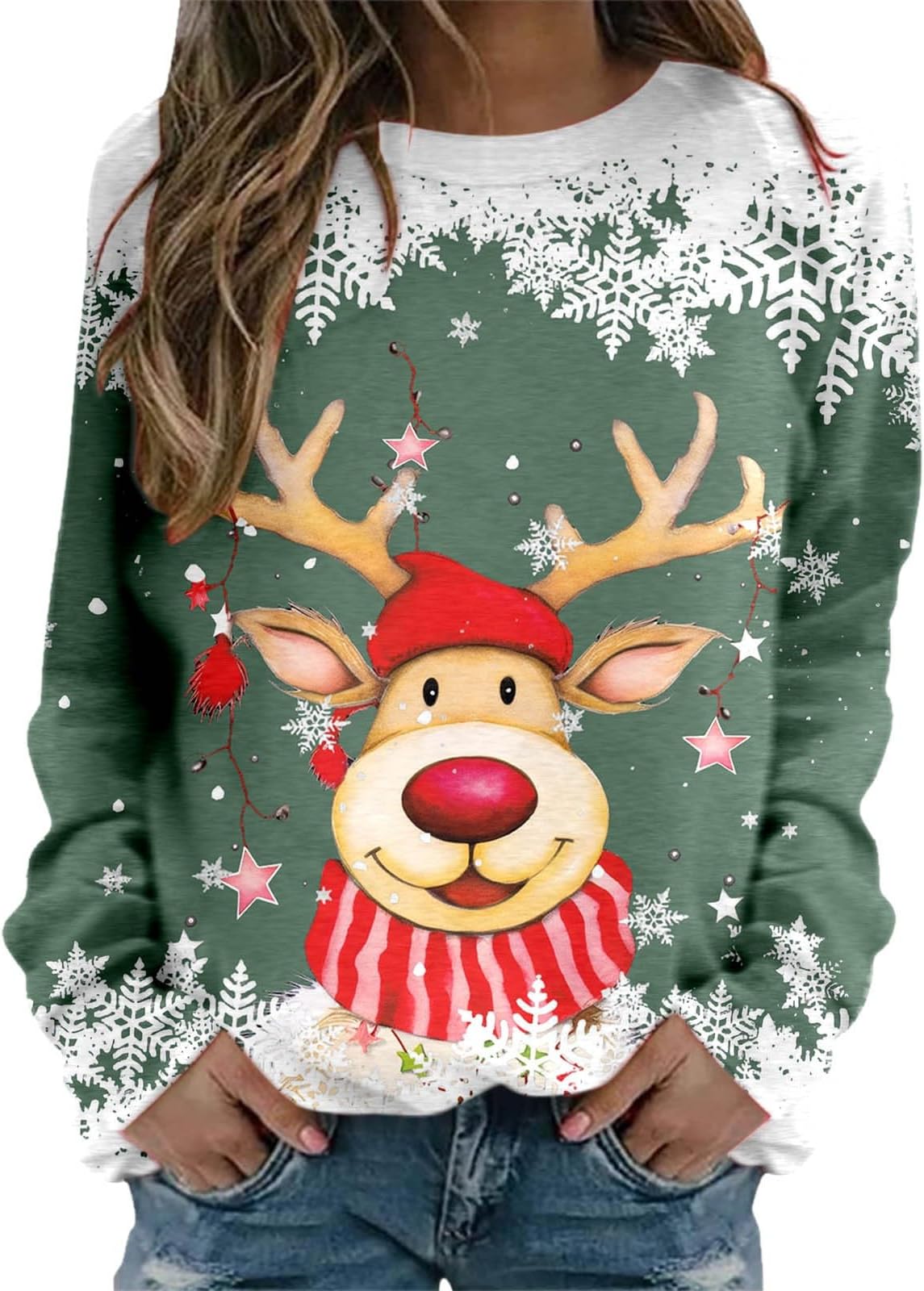 GenericMerry Christmas Sweatshirts for Women Funny Santa Gnomes Funny Sweatshirt Crewneck Print Gift Tops