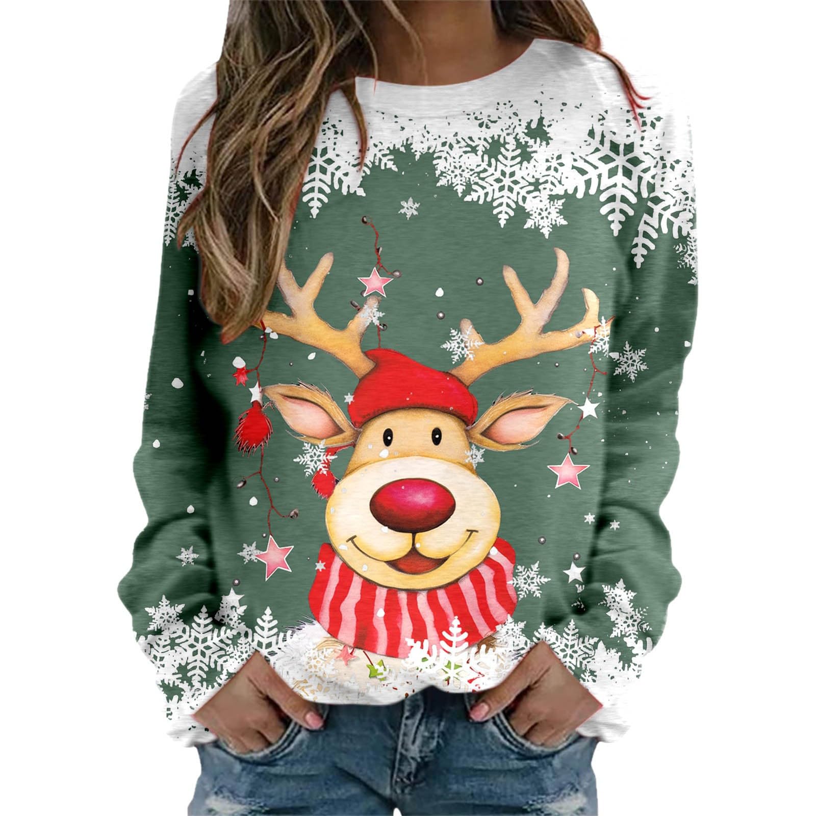 GenericMerry Christmas Sweatshirts for Women Funny Santa Gnomes Funny Sweatshirt Crewneck Print Gift Tops