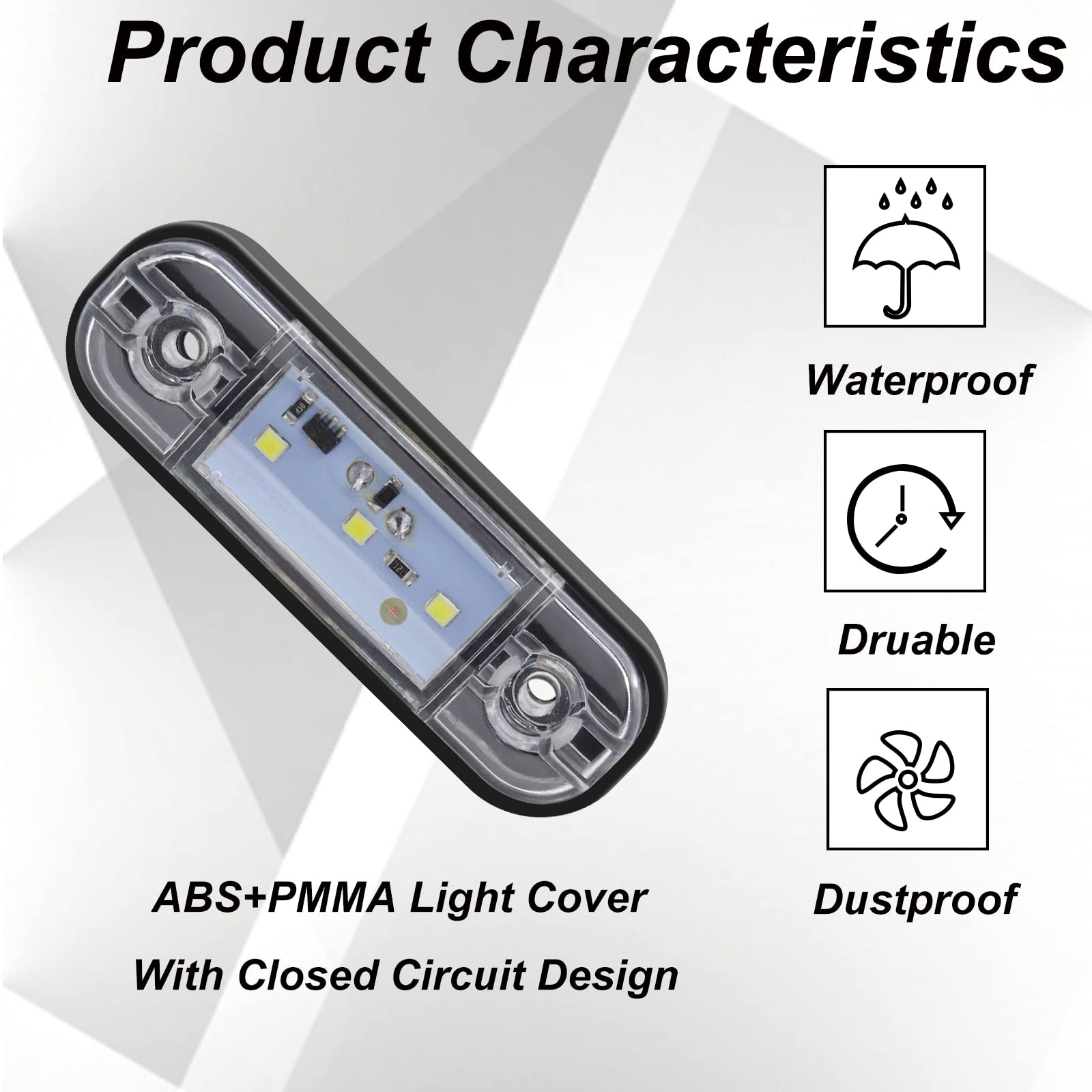 Luce Indicatori Laterali Universale Arancione LED Per Rimorchio Camion 12V 6 LED 5056435985660